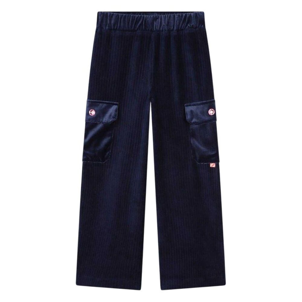 Billieblush Girls Velour Wide Leg Cargo Pants / Navy